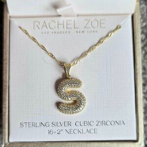 Rachel Zoe Jumbo Letter "S" Necklace, Sterling Silver Cubic Zirconia